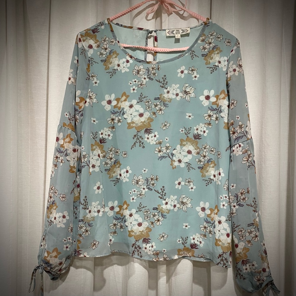 Pink Rose brand blouse with floral print in size large